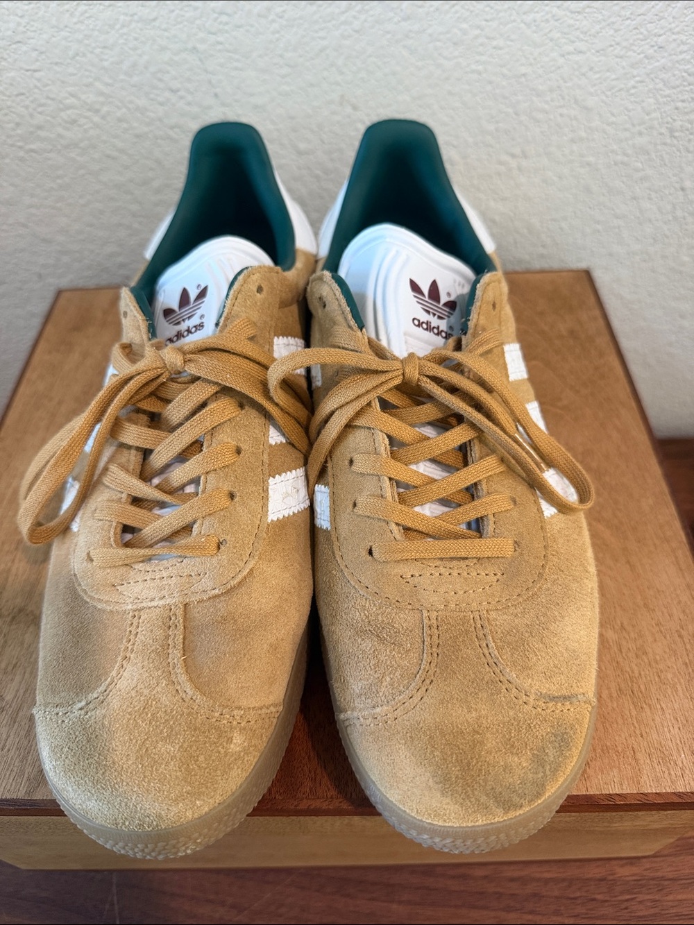 adidas Men’s Suede Sneakers in Tan with White Stripes